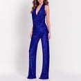 thumbnail image 2 of DHFJKG Sequin Jumpsuits For Women Shiny Deep V Neck Halter Sexy Straight Leg Trousers Nightclub Party Wear One Piece Outfits Trendy Onesie, 2 of 6