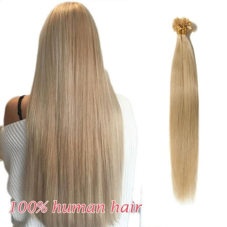 S Noilite Invisible Nail U Tip Glue Real Remy Human Hair