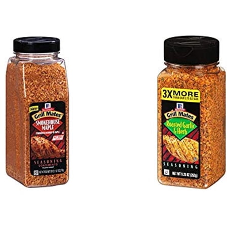 Mccormick Grill Mates Smokehouse Maple Seasoning, 28 Oz & Roasted Garlic & Herb Seasoning, 9.25 Ounce (Pack Of 1)