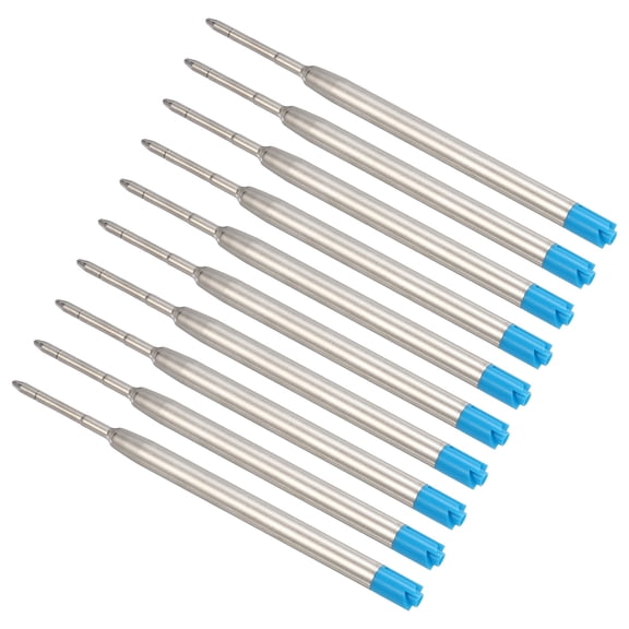 Uxcell 1mm Pen Ink Refills, 10 Pcs 3.9" Ballpoint Refill Medium Point Metal Compatible Replaceable Replacement for Retractable Pen Writing Office, Blue