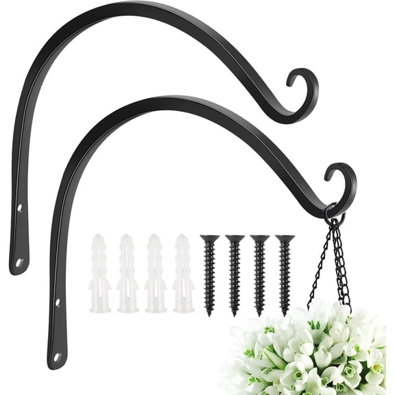 Minzimin 2 Pack 12 Inch Hanging Plant Bracket Wall Hooks Decorative Plant Hangers for Outdoor Hanging Bird Feeders, Wind Chimes, Plant Baskets