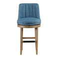 thumbnail image 4 of Rowan 2-Pack Swivel Barstool in Navy Fabric with Medium Oak legs, 4 of 10