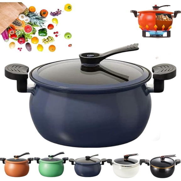 Multifunctional Large Capacity Non-stick Pressure Cooker, Versatile Micro-Pressure Cooking Pot with Lid,Anti-Scalding Handle Fast Cooking Pot for Slow Cook, Sear & Saute, Keep Warm (Gray)