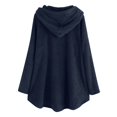 thumbnail image 4 of Womens Cardigan Plus Size Button Plush Tops Hooded Loose Cardigan Wool Coat Winter Jacket Navy Xl, 4 of 5