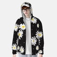 thumbnail image 4 of Daiia Daisies Flowers UPF 50+ Sun Protection Hoodie Jacket Lightweight Long Sleeve Sun Shirt for Women Men with Pocket Hiking Outdoor-Small, 4 of 9