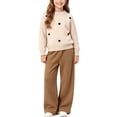 thumbnail image 3 of ITSAME Outfit Sets for Girls Crewneck Knit Sweater & Pants Set 2Pcs Fall Winter Comfy Casual Clothes Beige Size 3T, 3 of 6