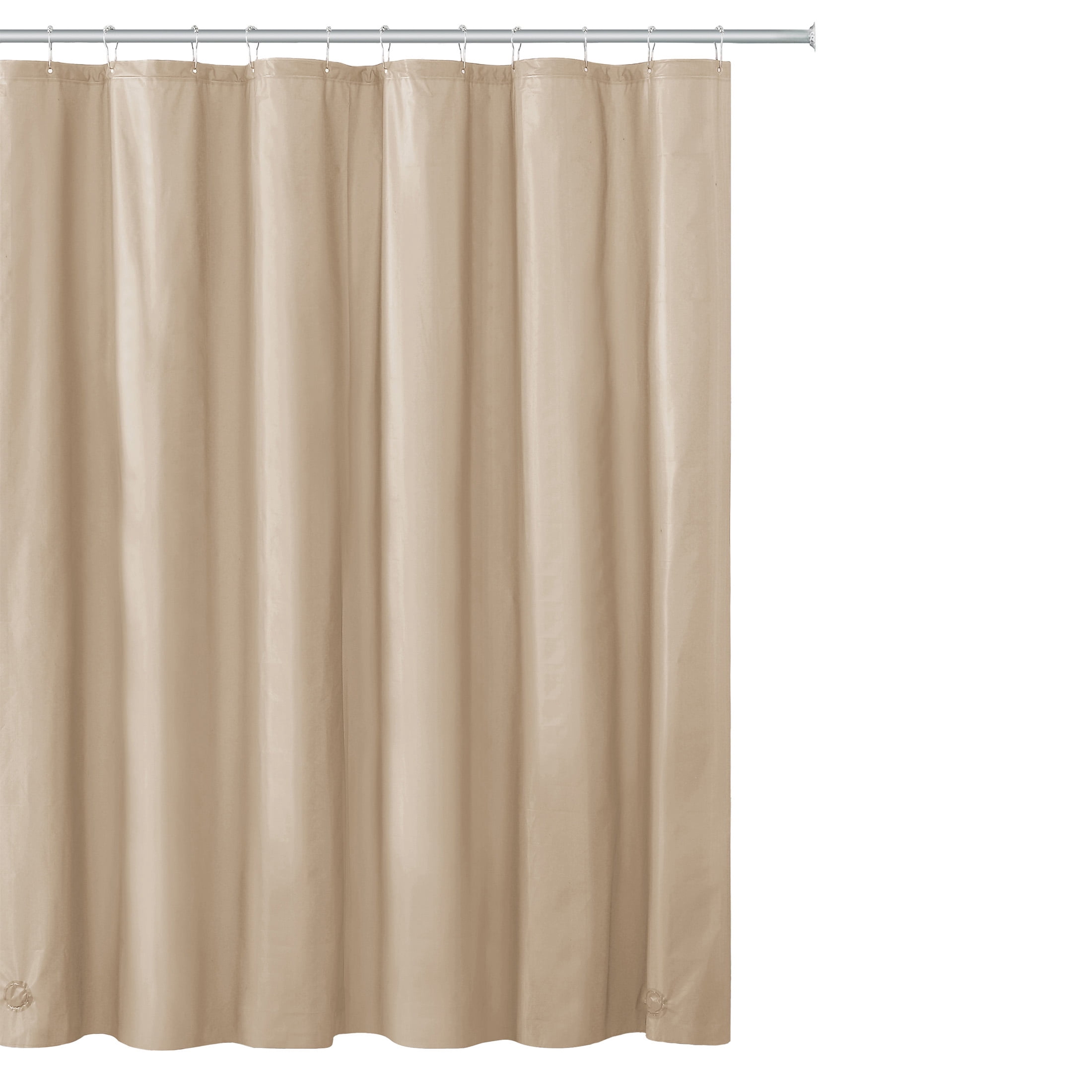 Beverly Hills Polo Club Solid Taupe 3-Gauge PEVA Shower Liner, 72" x 72"