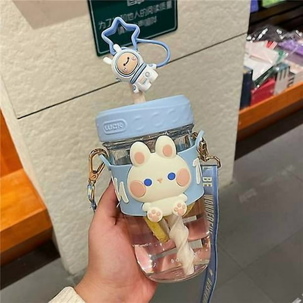 Kawaii Water Bottle - Cute Water Bottles With Straw And Stickers Portable Cartoon Bear Water Bottle Leakproof Sports Water Bottle For Outdoor Sports T