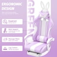 thumbnail image 3 of Huracan Cute Bunny Ears Gaming Chair with Footrest, Ergonomic High Back Office Gamer Chair, Massage Computer Game Chair with Lumbar Support for Adults,LightPurple, 3 of 7