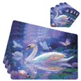thumbnail image 3 of Square Leather Placemat Set One SizeX1 Heat-Resistant Washable Kitchen Table Decorations Colorful Swan, 3 of 8