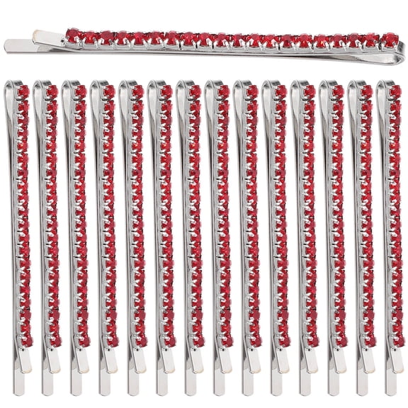 GAXIRE 15Pcs Elegant Rhinestone Hair Barrettes for Wedding Hair Accessories Red