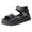 Black, variant on Rokment Platform Sandals for Women 2026 Summer Beach Leather Open Toe Wedge Flat Ankle Strap Casual Sandals Comfortable Walking Work Dress Shoes Black Size 6.5