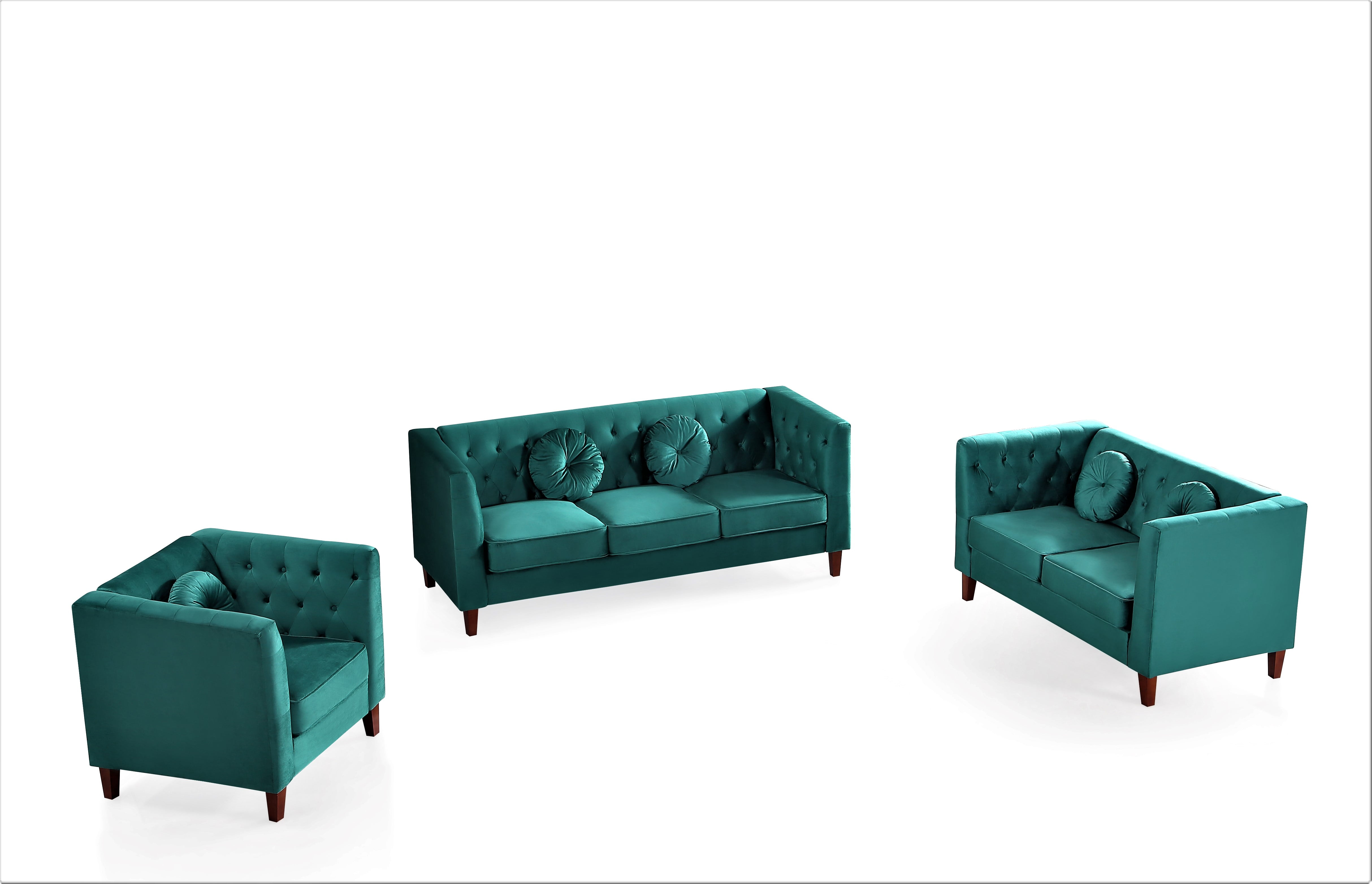Uspridefurniture Fancher Kittleson Velvet Classic 3Pcs Livingroom Set,Green