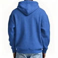 thumbnail image 4 of Qwertyu Men's Quarter Zip Hoodie Waffle Knit Pullover Long Sleeve Drawstring Casual Loose Fit Sweatshirt Hooded Tops with Pockets Dark Blue L, 4 of 4