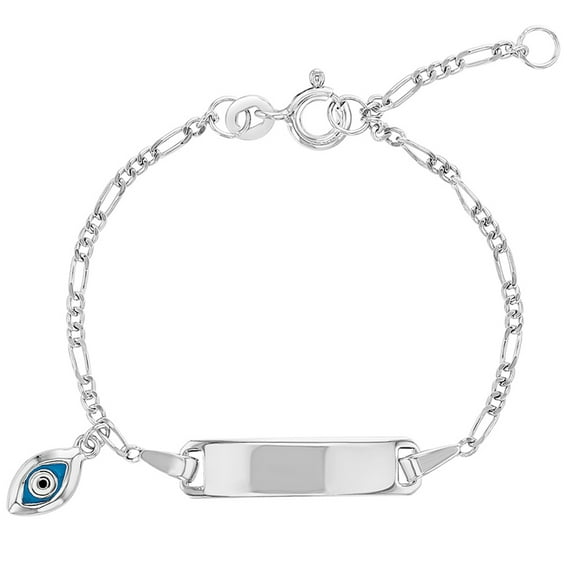 925 Sterling Silver Adjustable Unisex Evil Eye Protection Kids Tag ID Bracelet