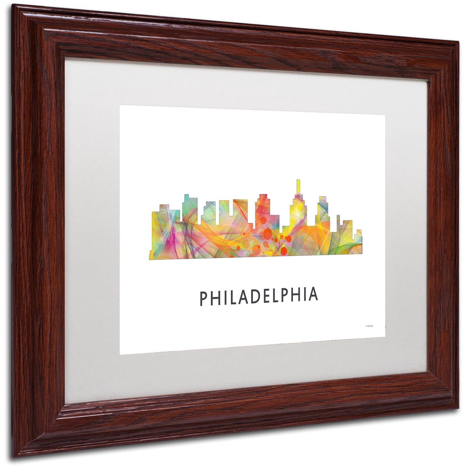 Trademark Fine Art 'Philadelphia Skyline WB-1' Canvas Art by Marlene Watson, White Matte, Wood Frame
