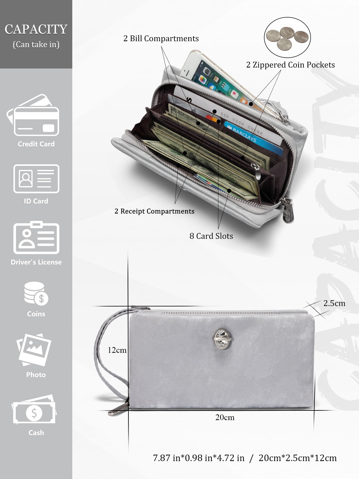 Punplita Women Wallet Leather Long Wallets for Women with Zipper and Card Holder