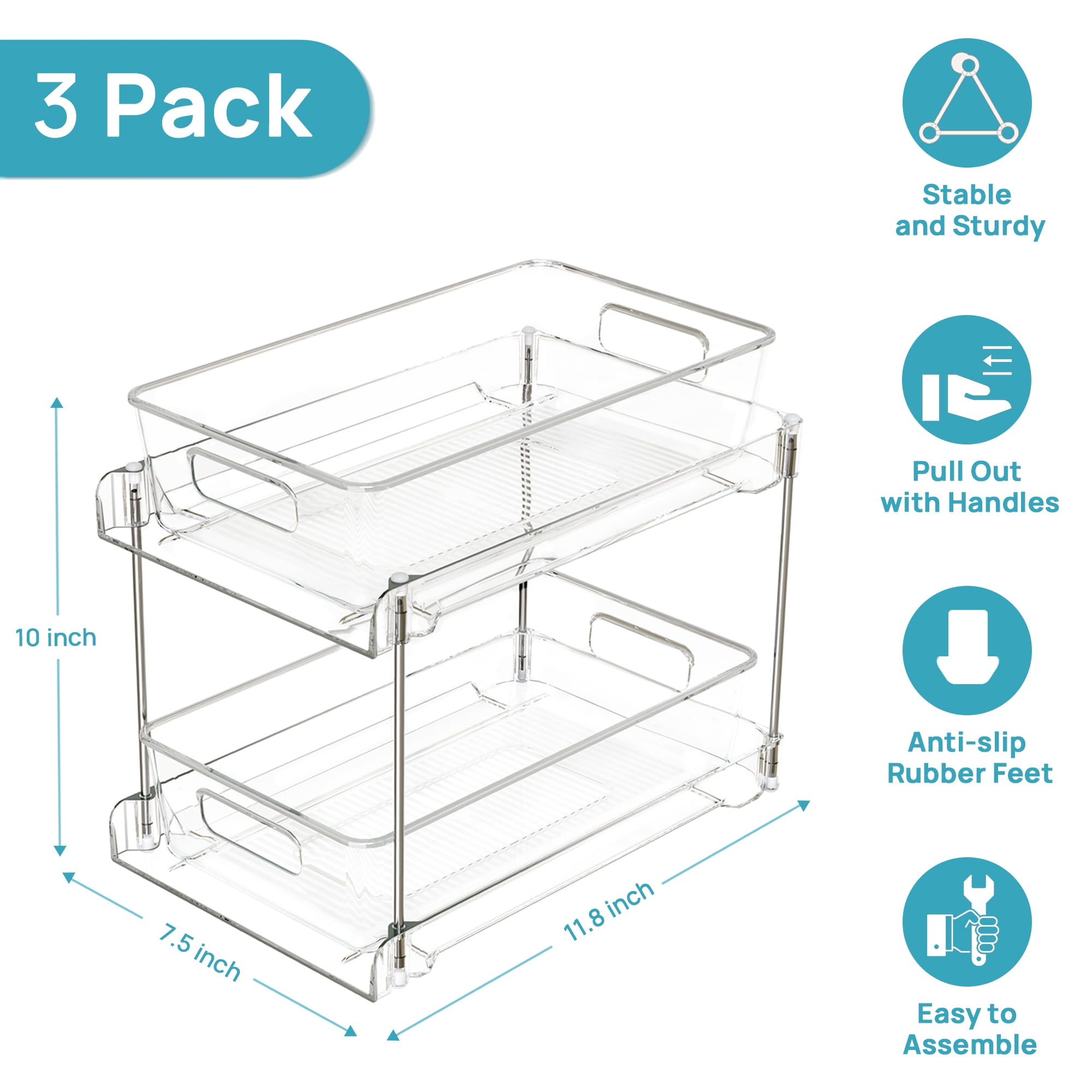 Sindcom 3 Pack Bathroom Plastic Storage Organizer - Thumbnail 2