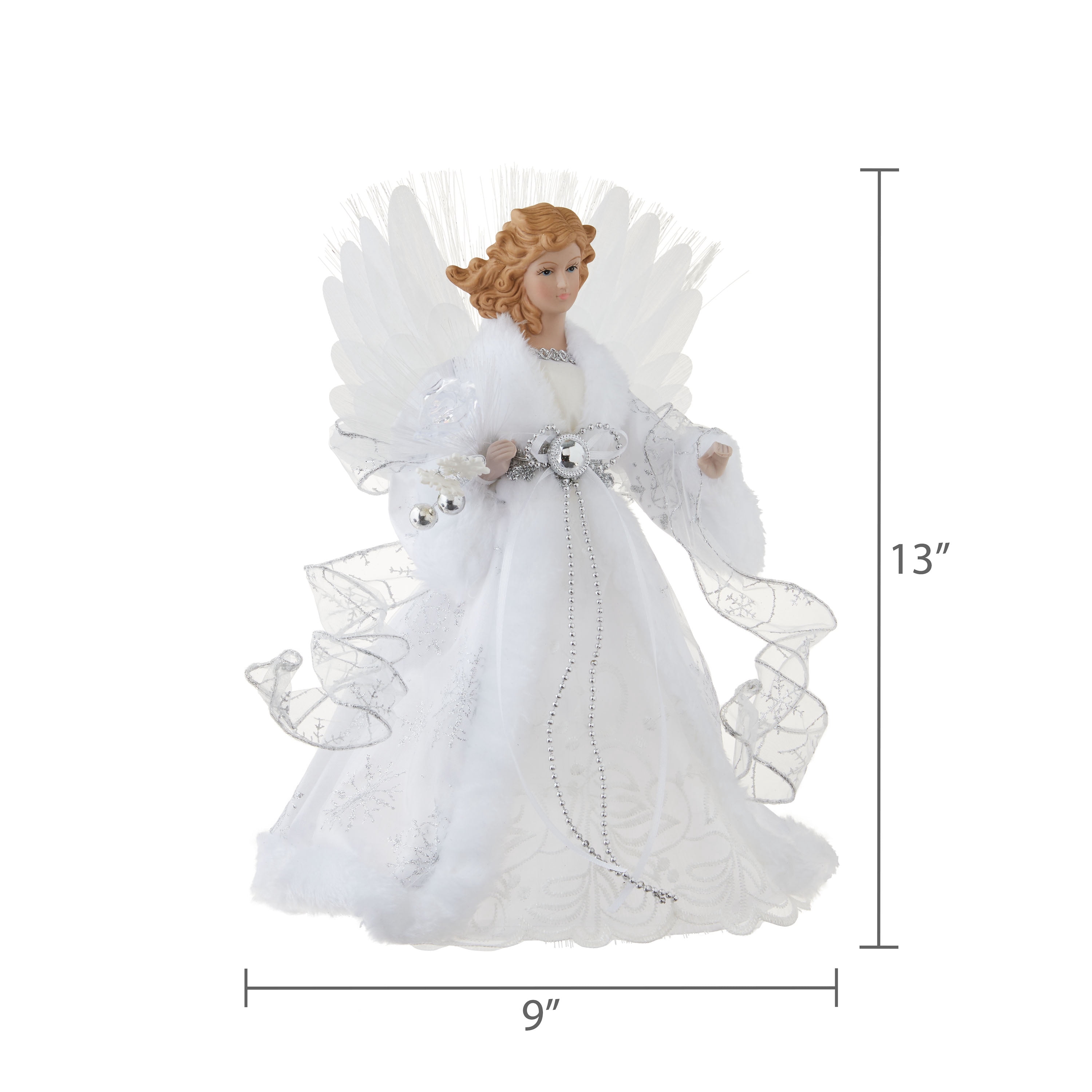 LED Fiber Optic Angel Christmas Tree Topper, White, 12", by Holiday Time