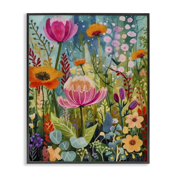 Stupell Industries Eclectic Whimsical Floral Garden Black Framed Giclee Art, 24 x 30, by LSR Design Studio