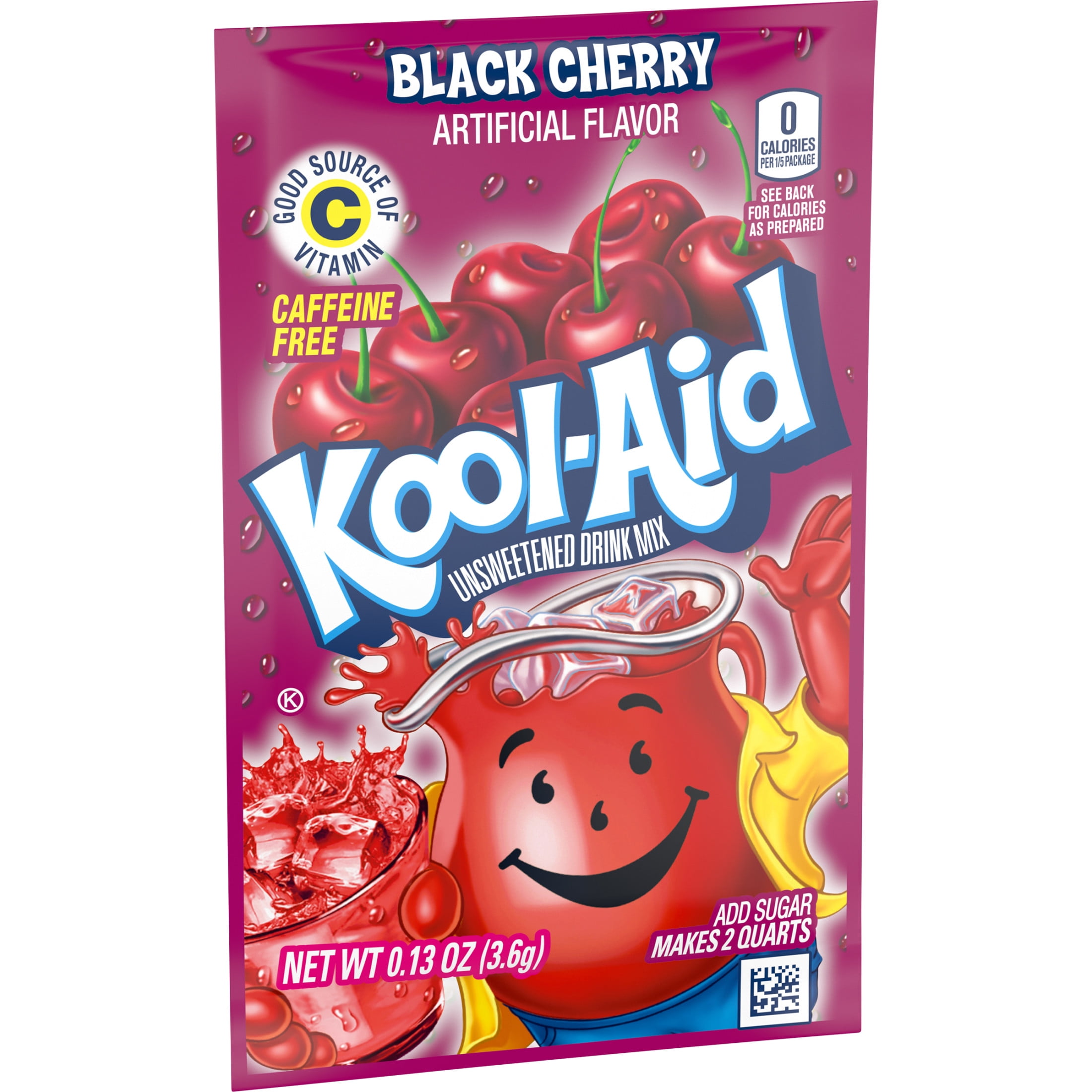 (12 pack) Kool-Aid Unsweetened Black Cherry Powdered Soft Drink Mix, 0.13 oz Packet, Powders
