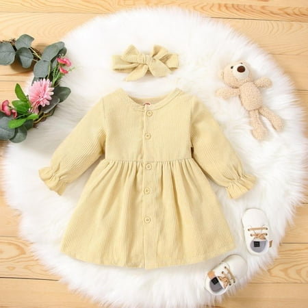 

Girls Long-sleeved Dress with Hairband Tutu Dress Outfit Princess Dress