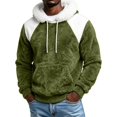 thumbnail image 6 of EliteGoogv Men's Color Block Fleece Hoodie Faux Fur Collar Pullover Sweatshirt Drawstring Kangaroo Pocket Long Sleeve Cozy Loose Fit Winter Top,M, 6 of 7