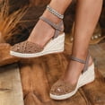 thumbnail image 2 of LTTVQM Womens Espadrilles Wedges Sandals Wedge Platform Sandals Mesh Comfortable Closed Toe Ankle Strap Buckle Casual Summer Wedge Heels Light Brown 40(US-8), 2 of 7