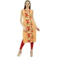 thumbnail image 2 of Bimba Indian Women's Peach Cotton Printed Straight Kurti Ethnic Casual Kurta-4, 2 of 5