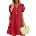 thumbnail image 5 of Gytharion Women's Loose Fit Tunic Dresses V Neck Natural Look Casual Dresses Short Sleeve Stylish A-Line Dresses with Pockets, 5 of 5