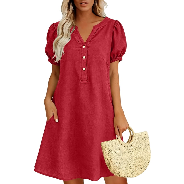 split neck mini swing dress Split-Neck Crinkle Gauze Mini Swing Dress