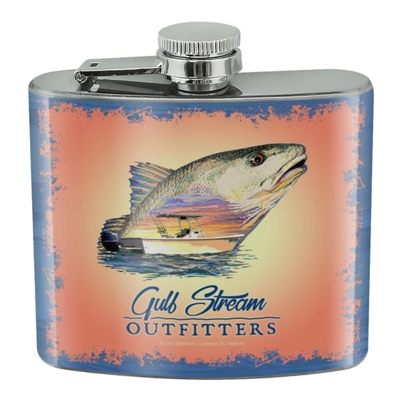 Gulf Stream Outfitters Red Snapper Redfish Ocean Fishing Stainless Steel 5oz Hip Drink Kidney Flask