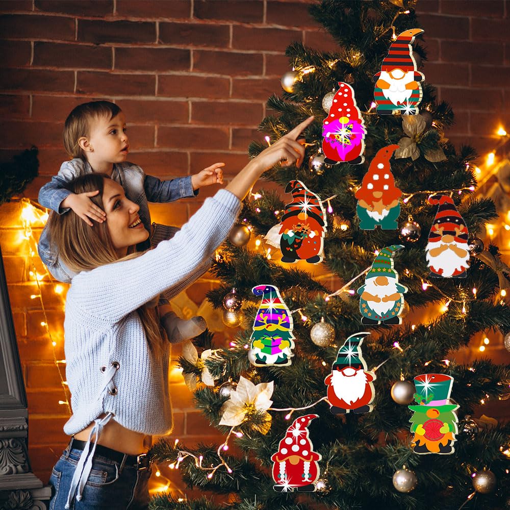 YUNOVA 354pcs Christmas Wooden Ornaments DIY Kit for Kids, Painting Craft Set with Elf Pendants, Bells, Eyes, Strings for Tree Decorations, Holiday Party Crafts