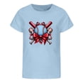 thumbnail image 3 of ibiyuan Girls Shirts Size 10 Holiday Short Sleeve Girls T Shirts Size 14-16 Heart Bow Girls Tops Size 6 Crewneck Basic Tee Quality Vacation Summer Tee Top,6-7 Years, 3 of 6