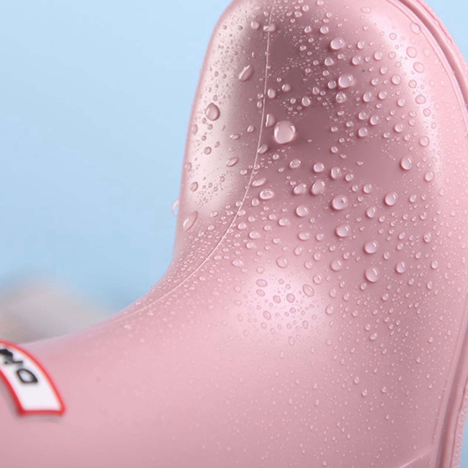 Gelikeya Boys Rain Boots Lightweight Outdoor Wear Back To School Shoes Cowgirl Boots (Rainwear, Pink, 5-6 Years)