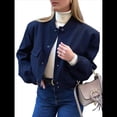 thumbnail image 2 of Chaqueta con Botones y Hombros Caídos para Mujer, Abrigo Corto y Prendas de Abrigo Azul Marino M, 2 of 10