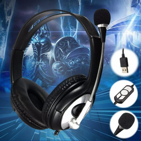 Stereo Super Bass 3.5mm Leather Gaming Headset Headphone Headband Mic USB Headset For PS4 Xbox One PC Notebook Laptop Tablet Mobile Phones Noise cancelling Surround
