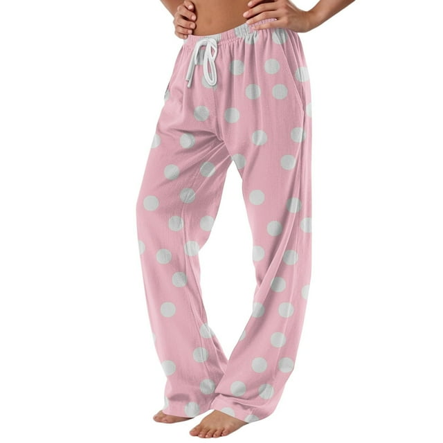 fatyb Lounge Pants for Women Printed Pajama Pants with Drawstring Womens Comfortable Wide Leg Pants