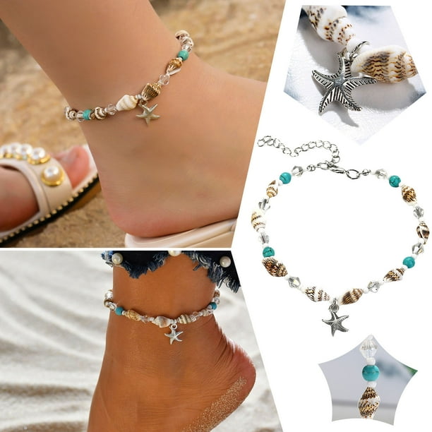 Fiudx Tobillera Retro, Collar Ajustable En Concha, Pulsera Dorada En Estado de Ánimo, Accesorio de Moda para Hombres y Mujeres, Regalo de Cumpleaños, Diseño Único En Conchas Naturales.