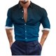 thumbnail image 2 of Blusa y camisa de manga larga con cuello vuelto para hombre, estilo casual, a la moda, con botones estampados, blusa de manga larga con cuello vuelto, camisetas de poliéster para hombre, 2 of 5