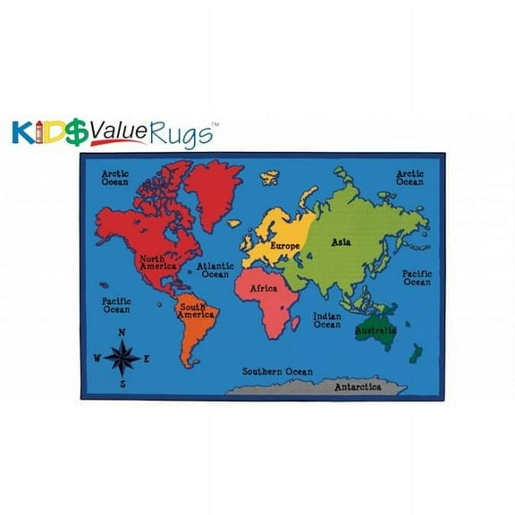 Kids Value Rug - World Map