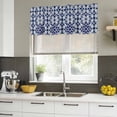 thumbnail image 5 of Navy Blue Geometric Valances for Windows, Decorative Rod Pocket Window Valance Curtains, Vintage Abstract Art Short Curtain Drapes for Kitchen/Bathroom/Living Room, 2 Panels, 42" W x 18" L, 5 of 8