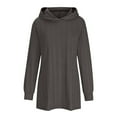 thumbnail image 6 of Elainilye Fashion Women's Casual Dresses Casual Solid Color Long Sleeve Loose Hooded Dress with Pocket,Gray, 6 of 6