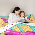 thumbnail image 4 of Erosebridal Mint Dripping Waffle Pink & Cyan Baseball & Bat Graphic Queen Comforter Set 3pcs, Sport Graphic Bedding Comforter Set for Girls Kids,Breathable Home Decor, 4 of 6