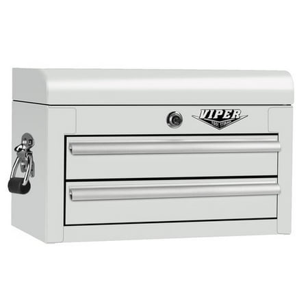 Viper Tool Storage V218MCWH 18-Inch 2-Drawer 18 Gauge Steel Mini Storage Chest W/ Lid Compartment,