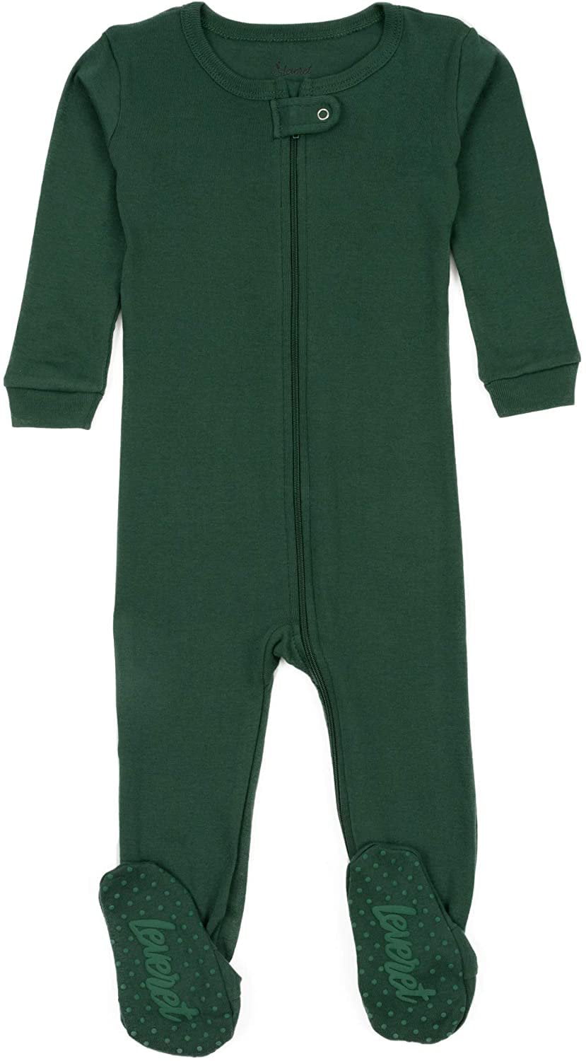 Leveret Solid Kids Pajamas Boys & Girls Footed Pajamas 100% Cotton Size 3 Months-5 Years 