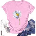 thumbnail image 4 of Hauts d'Été pour Femmes, Blouses Décontractées Élégantes 2024, T-Shirts à Manches Courtes Imprimés, Col Rond, Ample, Rose, 4 of 6