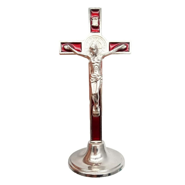 veasfak Crucifix Figurine Desktop Alloy on Statue ian Sculpture for Car Office Chapel