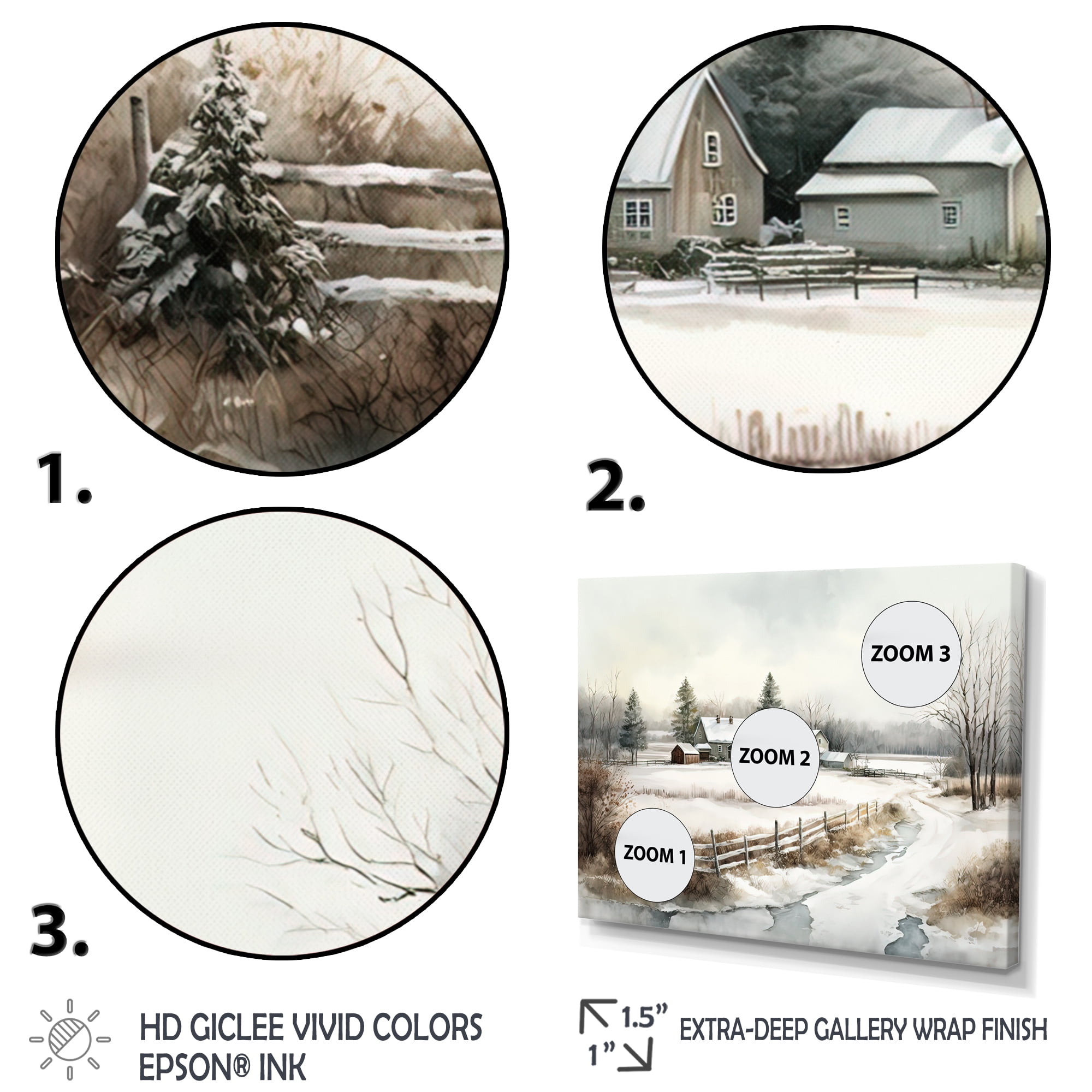 Designart Missouri Farm In Winter Canvas Wall Art