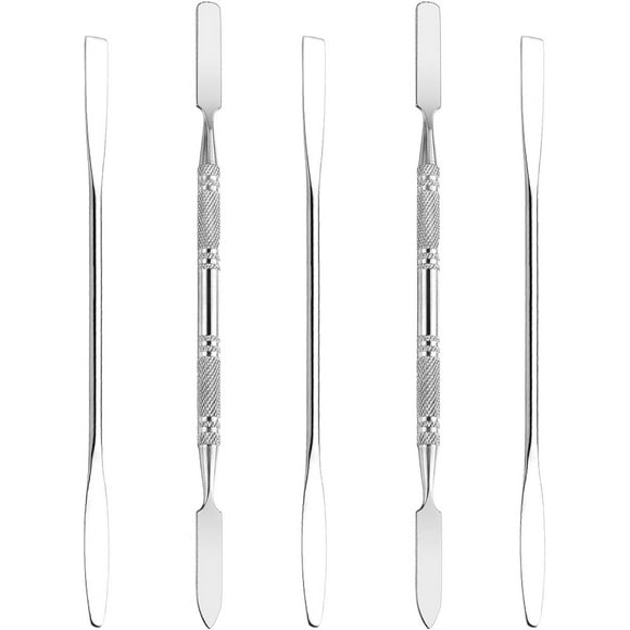 mee 5Pcs Makeup Spatula tool metal Set Professional Beauty Stainless Steel Cosmetics Mixer Long Metal Spatula Depotting Mixing Tool (#1+#2)
